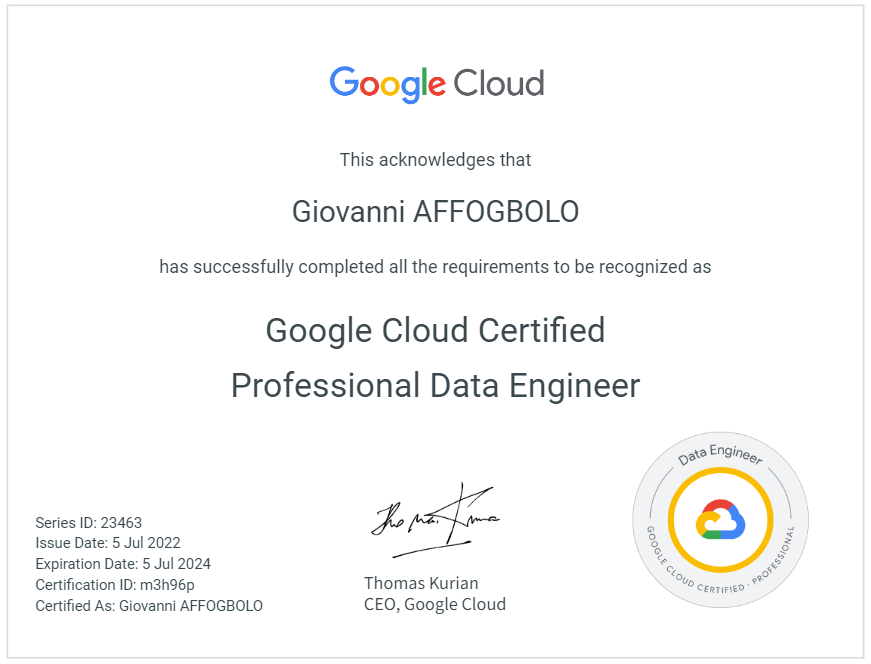 GCP Data Professional Engineer
